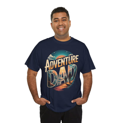 Adventure Dad Hiking Sunset Graphic Unisex T-shirt | TEEZOCA hiking trail sunset design Unisex T-shirt