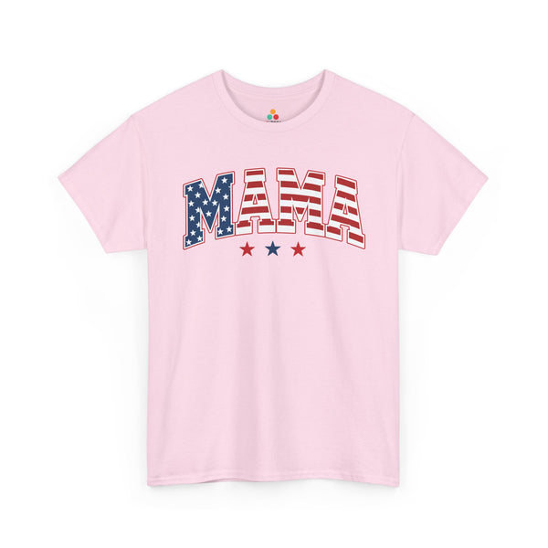 All American Mama Shirt Patriotic Mom 4th of July T-shirt Gift TEEZOCA 4th of July mama shirt t-shirt with varsity-style American flag letters and clean patriotic mom design