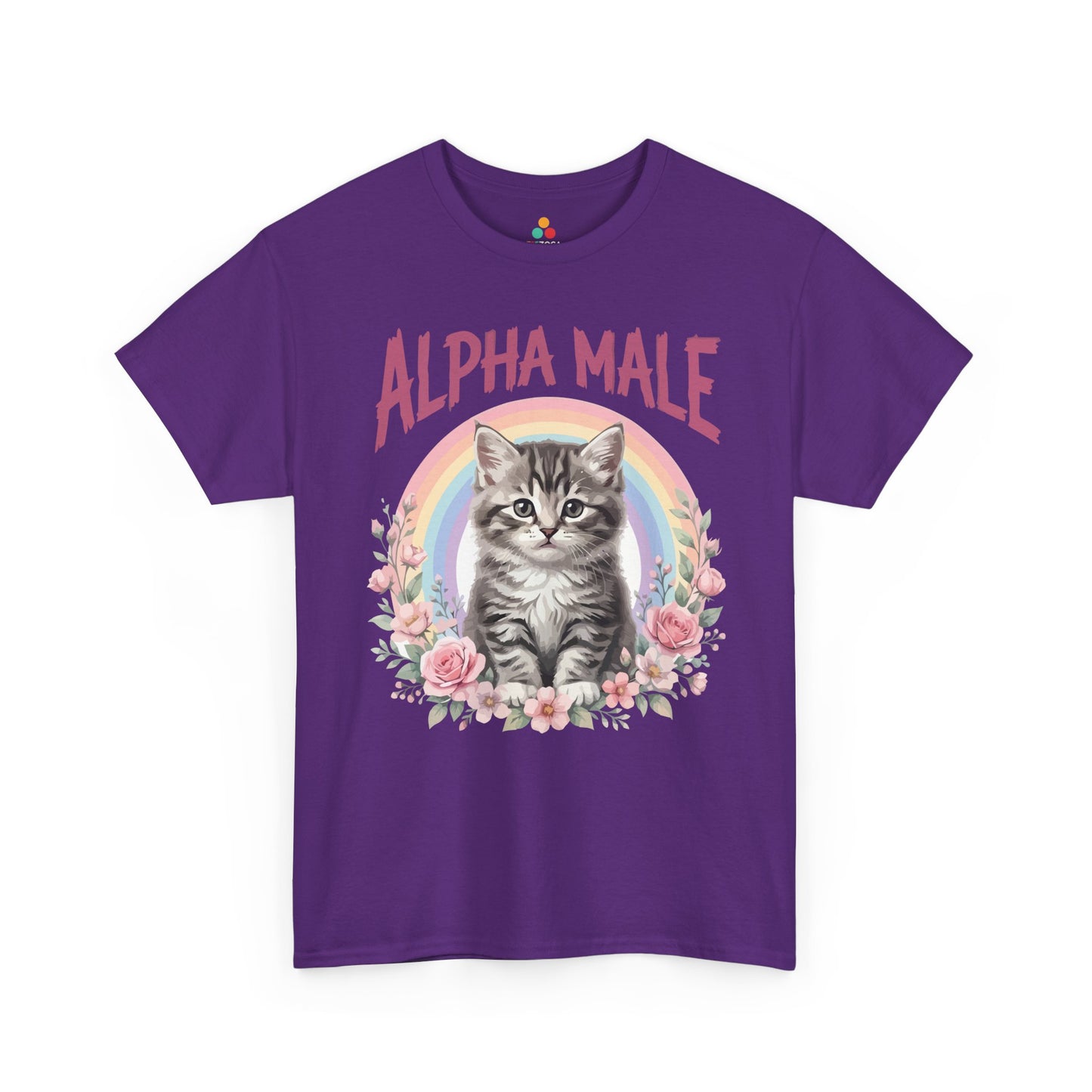 Alpha Male Shirt by TEEZOCA is a funny cat dad tee and cat shirt for men with kitten, rainbow, and pink rose irony for boyfriends or Father's Day gifts.