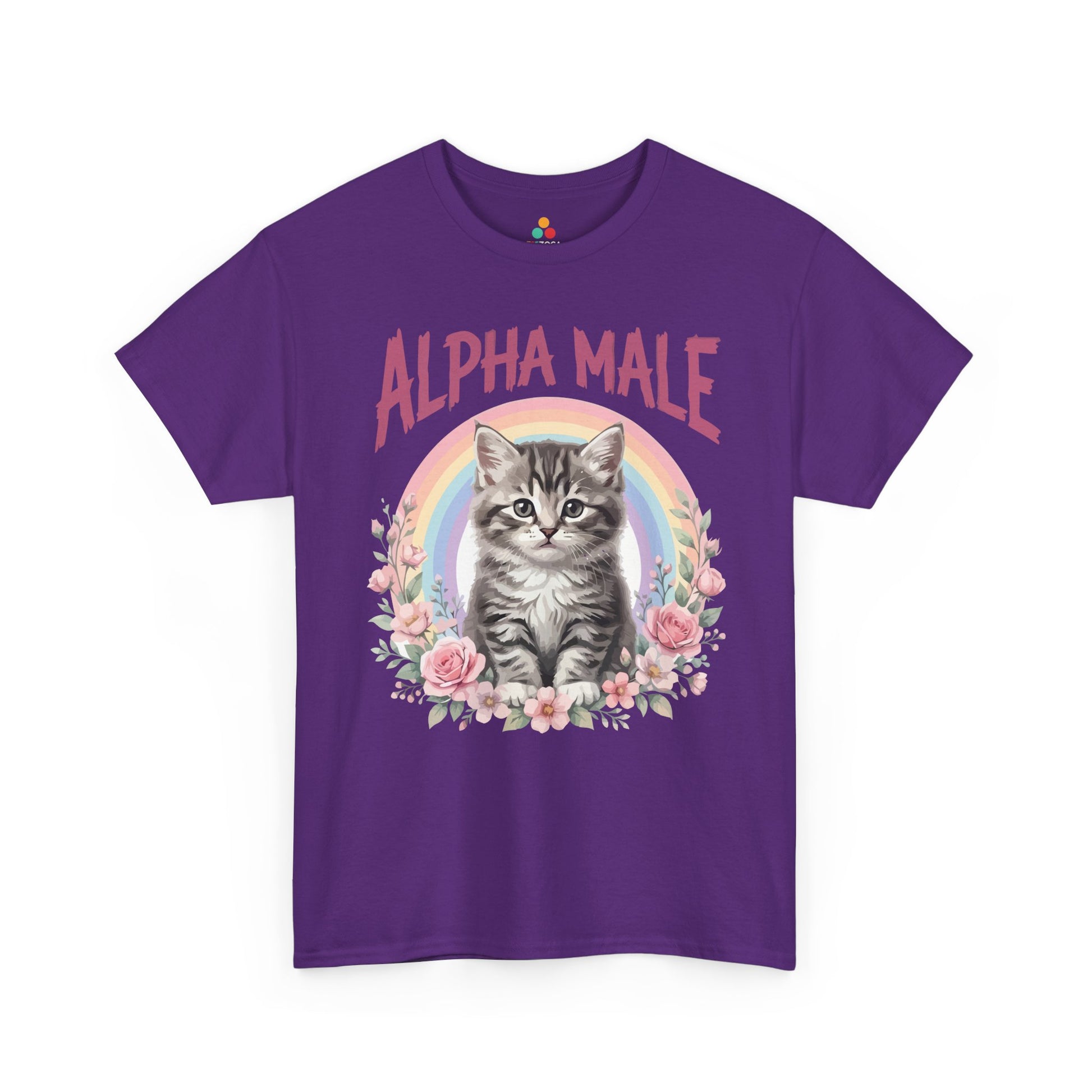 Alpha Male Shirt by TEEZOCA is a funny cat dad tee and cat shirt for men with kitten, rainbow, and pink rose irony for boyfriends or Father's Day gifts.