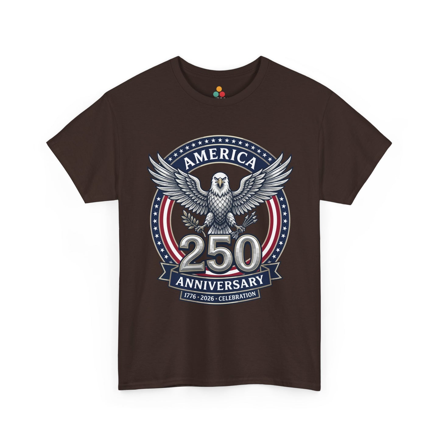 America 250 Anniversary Eagle dark chocolate brown T-Shirt – Patriotic 1776 2026 Celebration Tee | TEEZOCA 