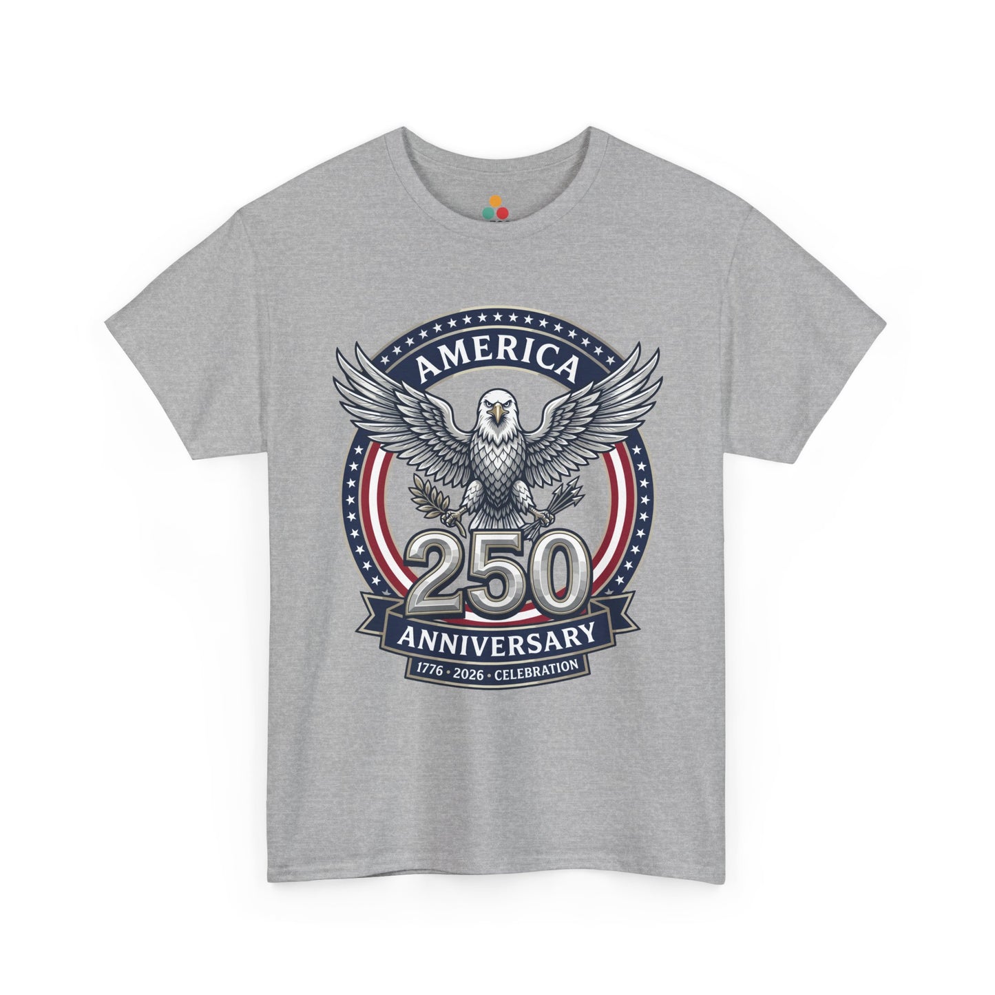 America 250 Anniversary Eagle heather grey T-Shirt – Patriotic 1776 2026 Celebration Tee | TEEZOCA 