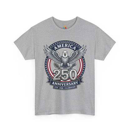 America 250 Anniversary Eagle heather grey T-Shirt – Patriotic 1776 2026 Celebration Tee | TEEZOCA 