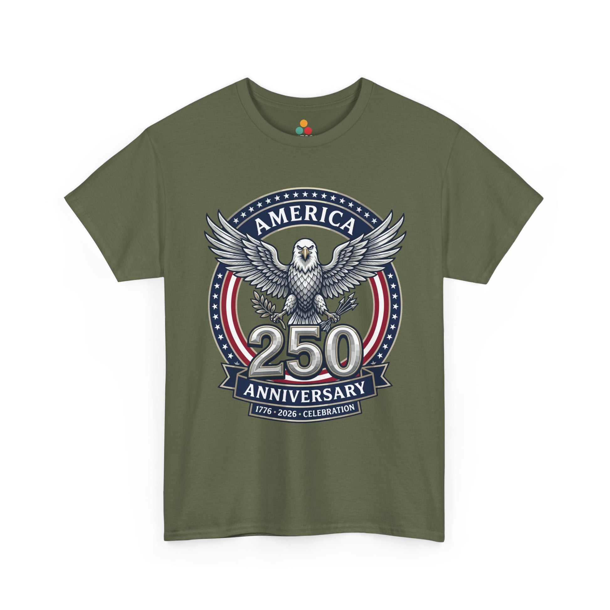 America 250 Anniversary Eagle military olive green T-Shirt – Patriotic 1776 2026 Celebration Tee | TEEZOCA 