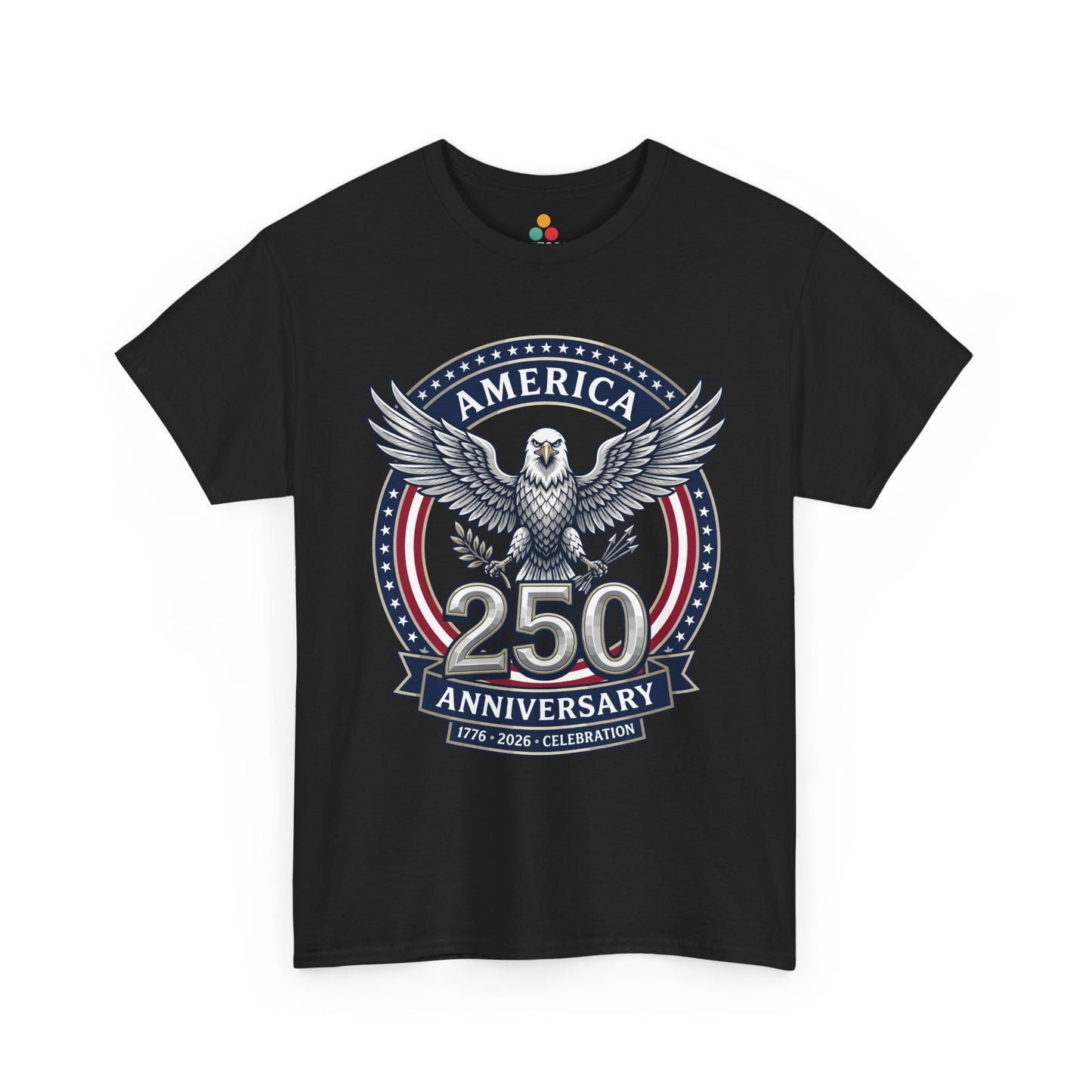 America 250 Anniversary Eagle solid black short-sleeve T-Shirt – Patriotic 1776 2026 Celebration Tee | TEEZOCA 