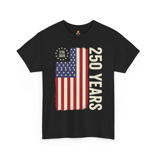 America 250 Years Semiquincentennial Black T-Shirt – Retro Patriotic Gift for Men and Women | TEEZOCA 