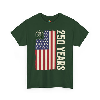 America 250 Years Semiquincentennial forest green cotton T-Shirt – Retro Patriotic Gift for Men and Women | TEEZOCA 
