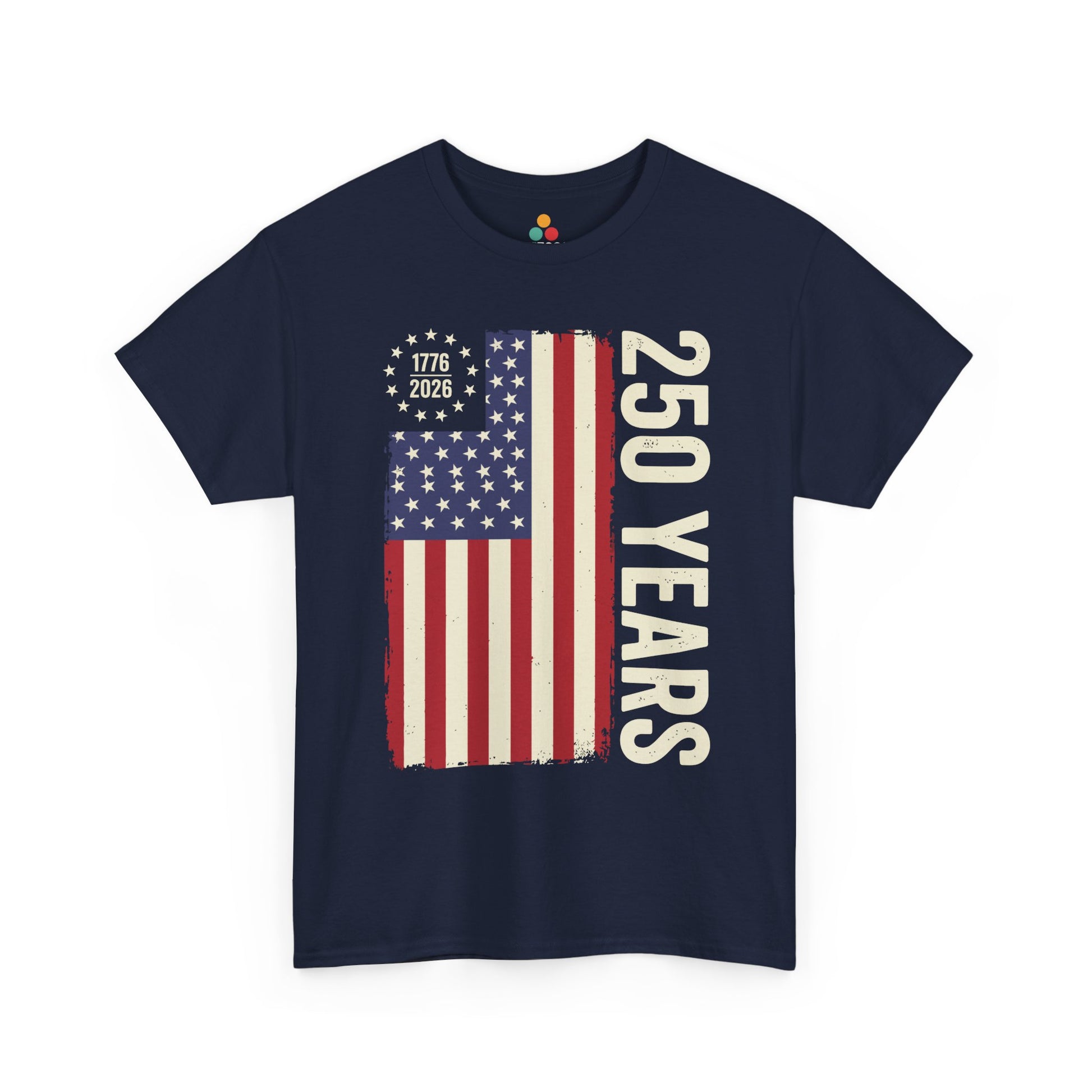 America 250 Years Semiquincentennial navy blue T-Shirt – Retro Patriotic Gift for Men and Women | TEEZOCA 