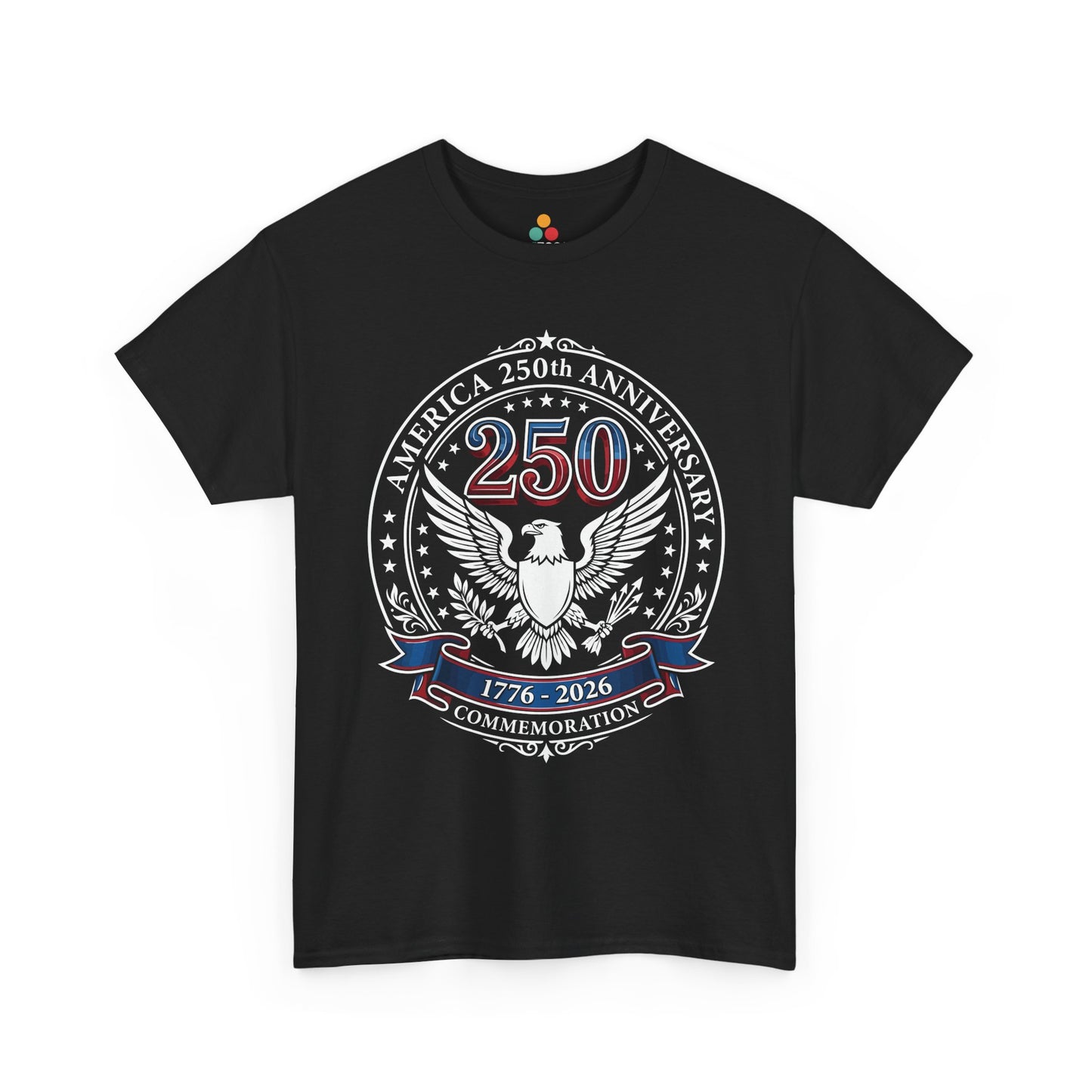 America 250th Anniversary Eagle Solid Black T-Shirt – Patriotic Commemorative 4th of July Tee | TEEZOCA 