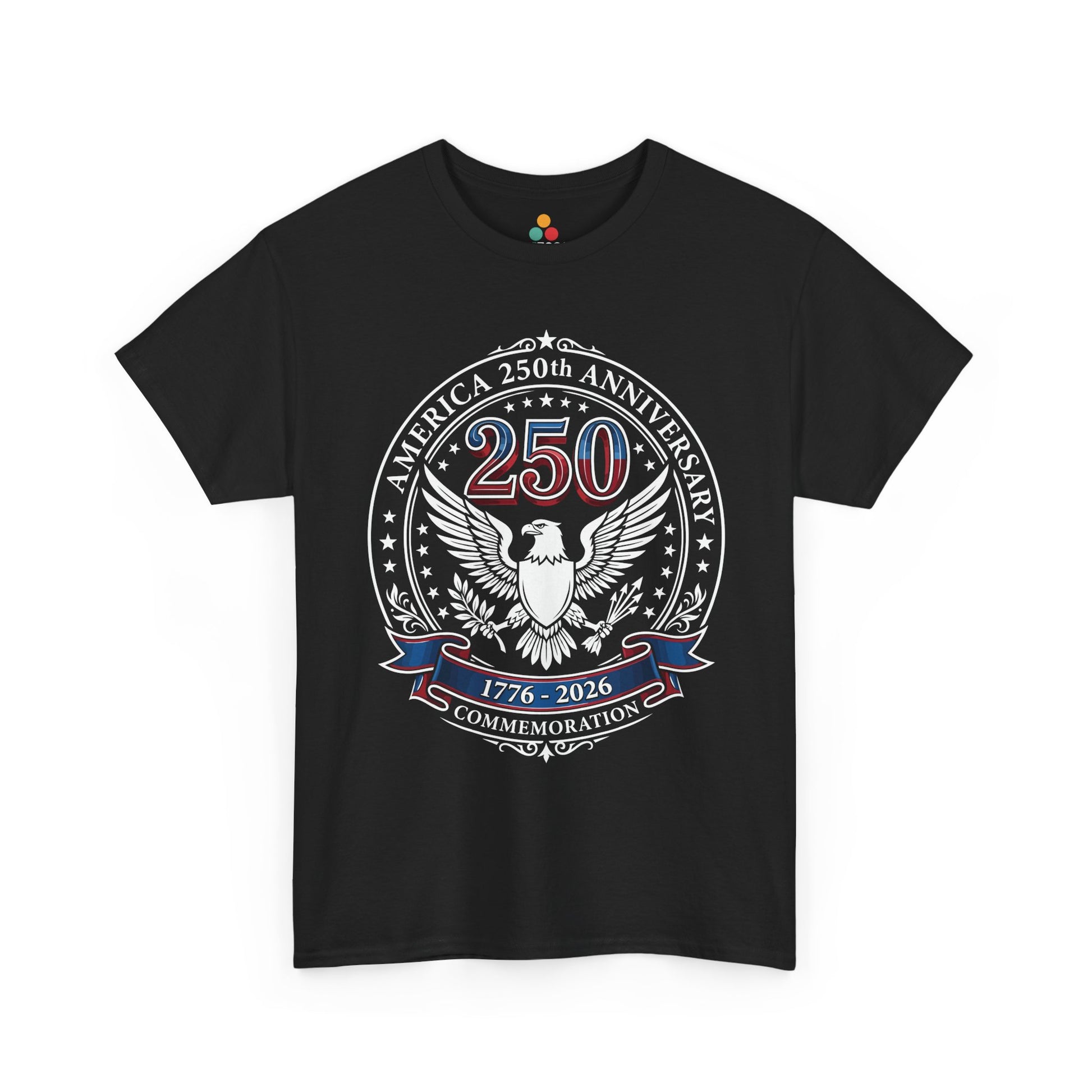 America 250th Anniversary Eagle Solid Black T-Shirt – Patriotic Commemorative 4th of July Tee | TEEZOCA 