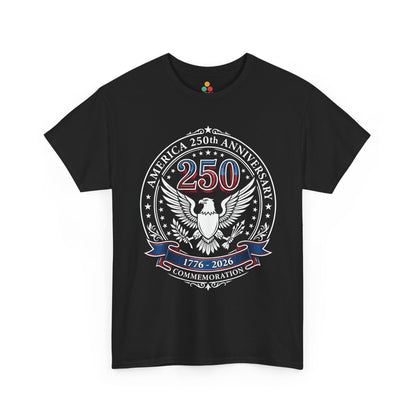 America 250th Anniversary Eagle Solid Black T-Shirt – Patriotic Commemorative 4th of July Tee | TEEZOCA 