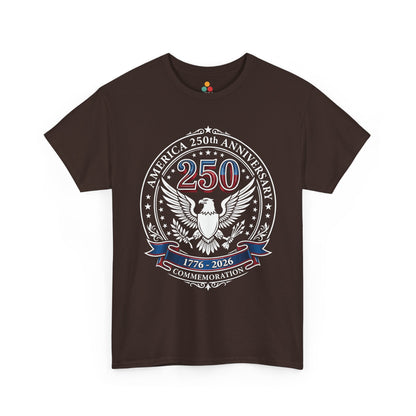 America 250th Anniversary Eagle dark chocolate brown short-sleeve T-Shirt – Patriotic Commemorative 4th of July Tee | TEEZOCA 