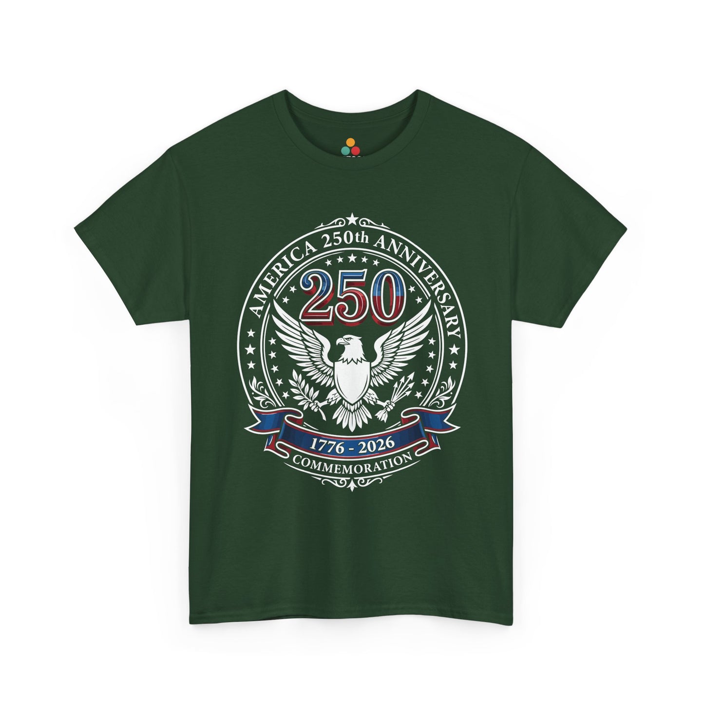 America 250th Anniversary Eagle forest green cotton T-Shirt – Patriotic Commemorative 4th of July Tee | TEEZOCA 