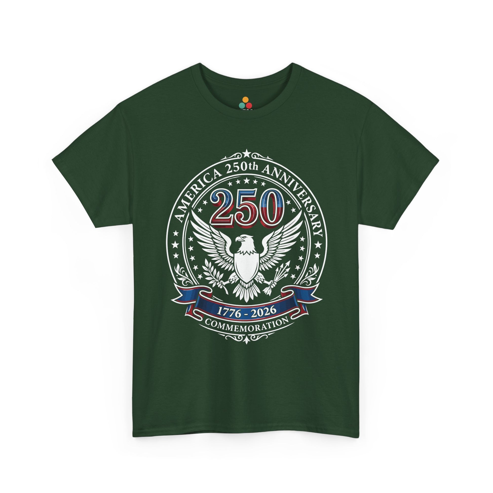 America 250th Anniversary Eagle forest green cotton T-Shirt – Patriotic Commemorative 4th of July Tee | TEEZOCA 