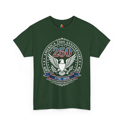 America 250th Anniversary Eagle forest green cotton T-Shirt – Patriotic Commemorative 4th of July Tee | TEEZOCA 