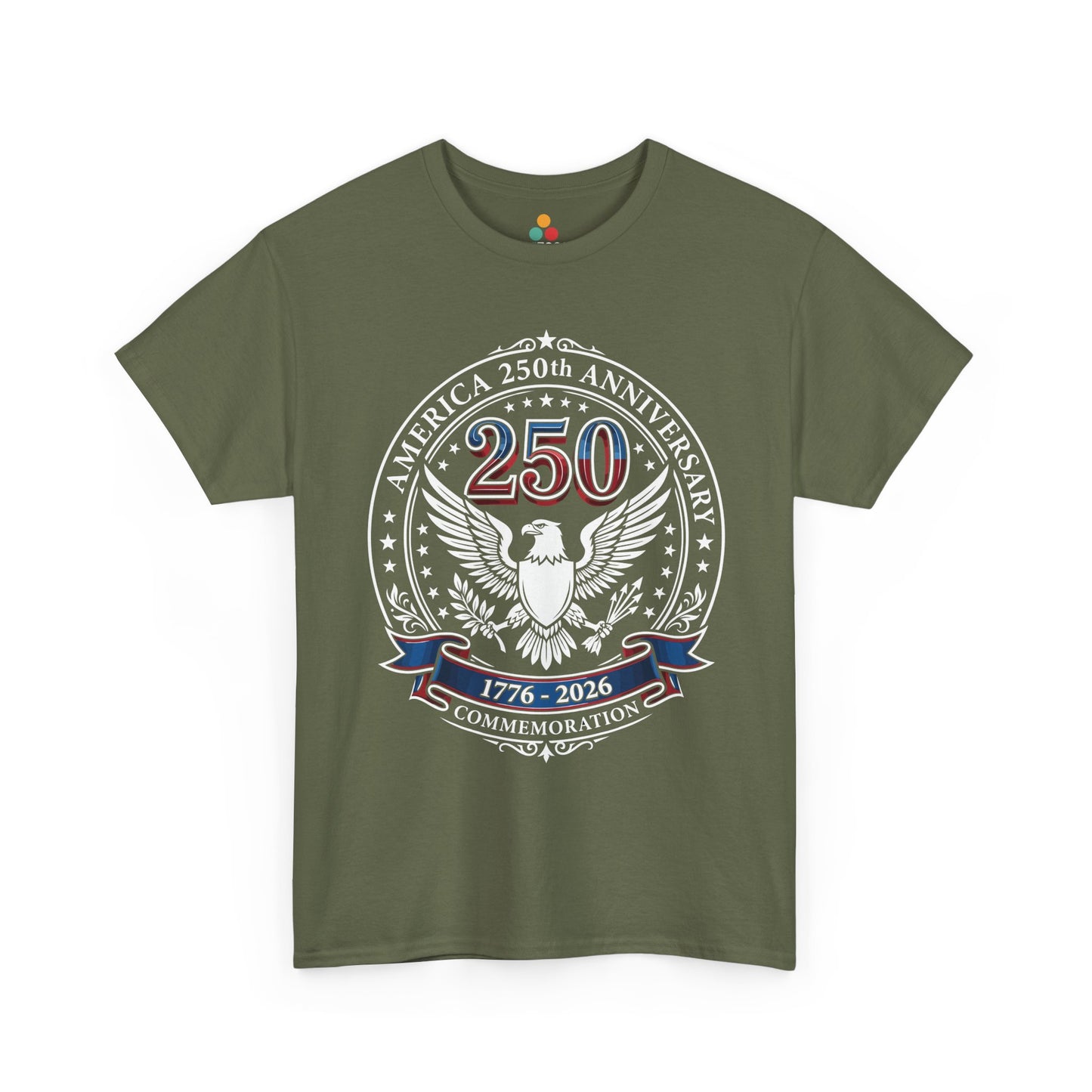 America 250th Anniversary Eagle military olive green T-Shirt – Patriotic Commemorative 4th of July Tee | TEEZOCA 