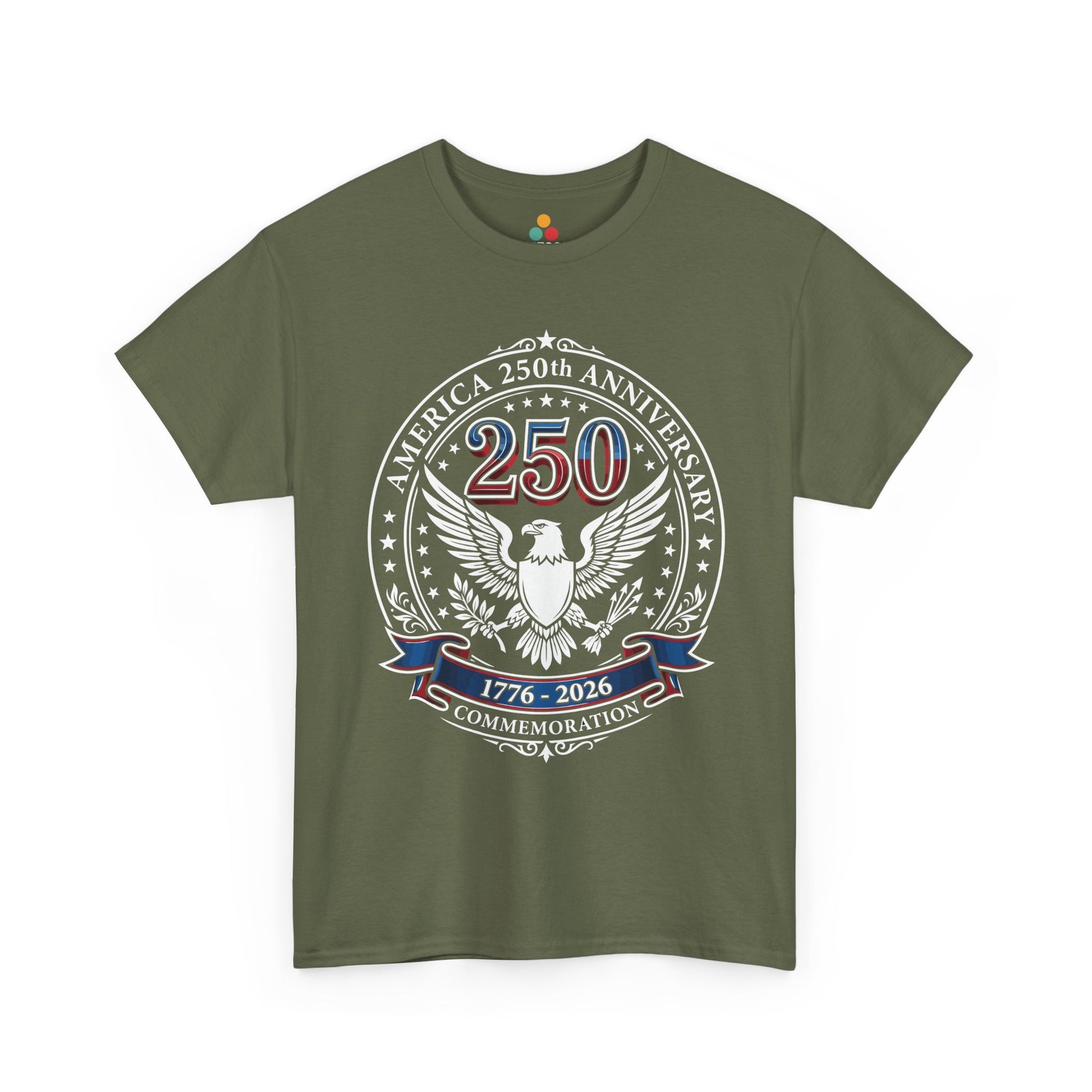 America 250th Anniversary Eagle military olive green T-Shirt – Patriotic Commemorative 4th of July Tee | TEEZOCA 