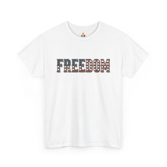 American Flag Freedom White T-Shirt – Retro Patriotic Gift for Men and Women | TEEZOCA 