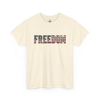 American Flag Freedom cream ivory cotton T-Shirt – Retro Patriotic Gift for Men and Women | TEEZOCA 