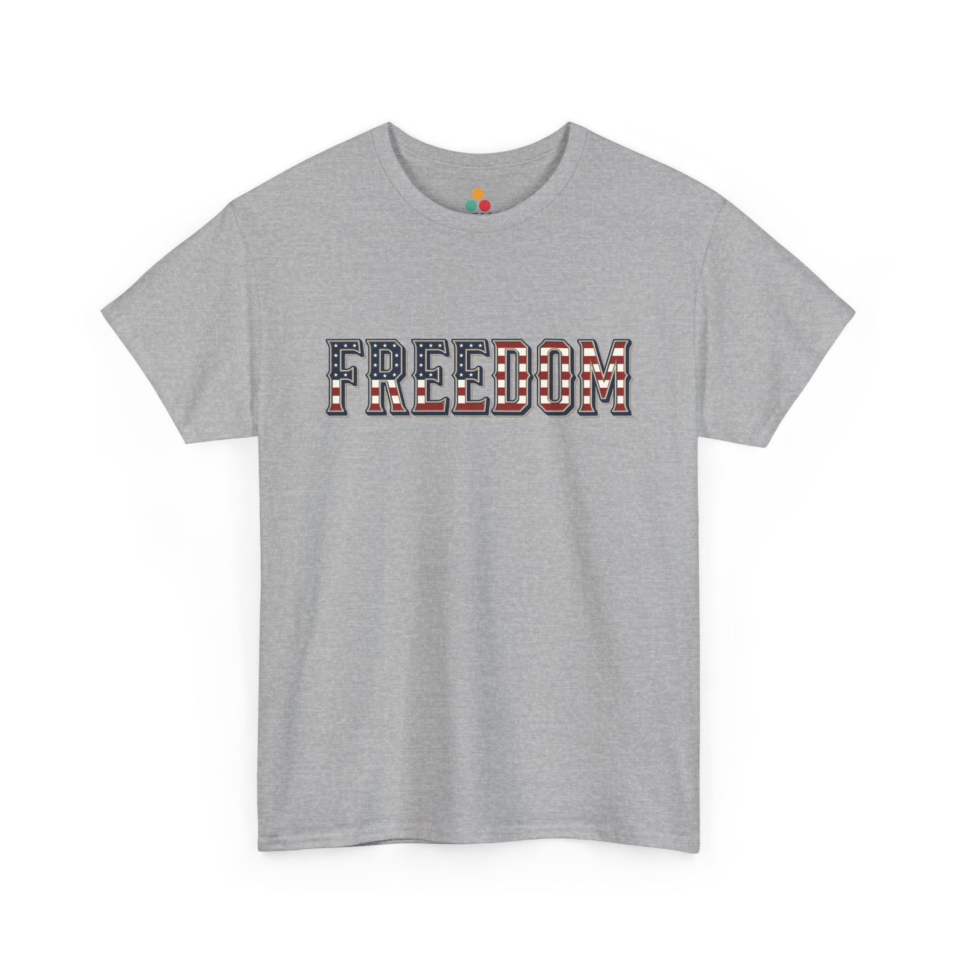 American Flag Freedom heather grey T-Shirt – Retro Patriotic Gift for Men and Women | TEEZOCA 