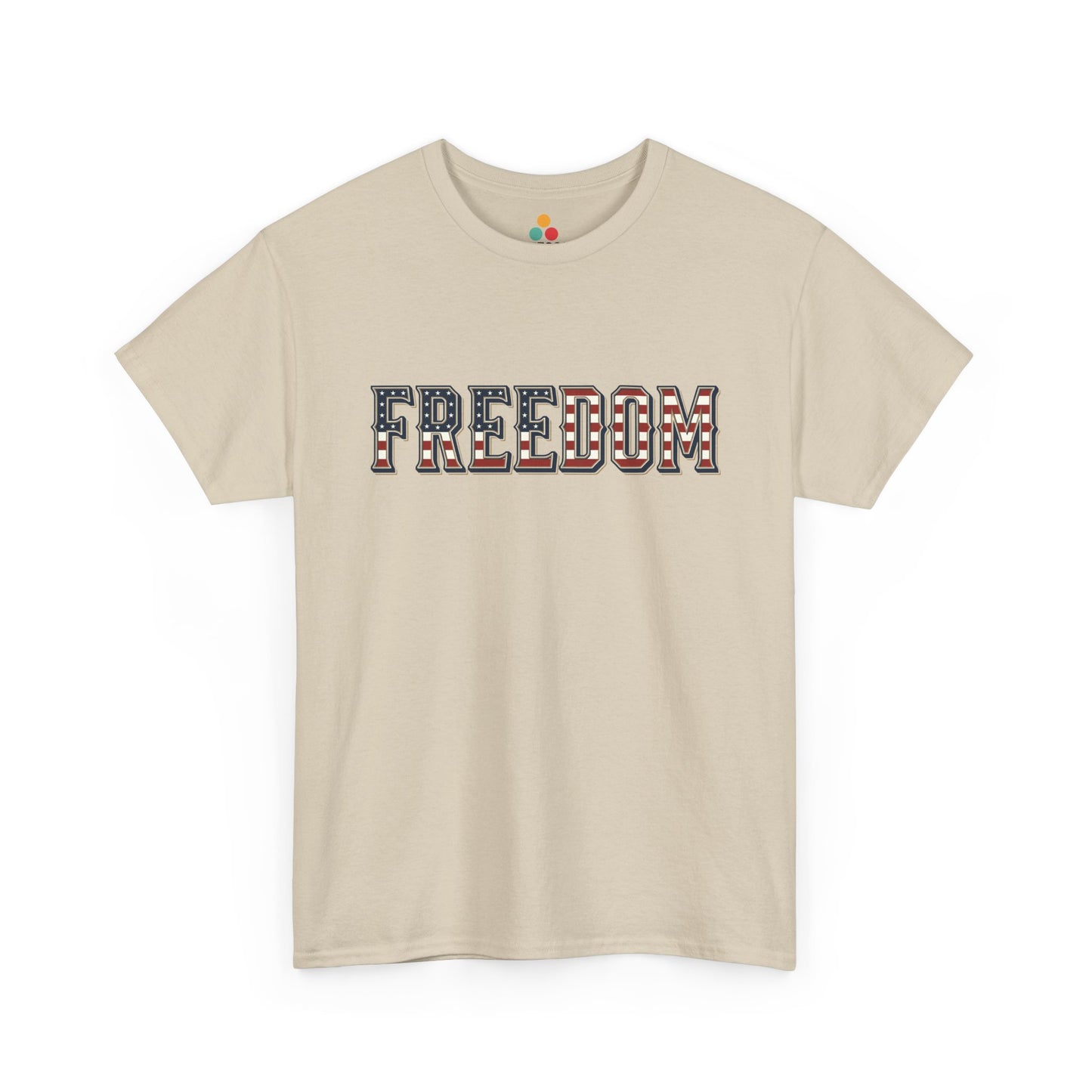 American Flag Freedom oatmeal beige T-Shirt – Retro Patriotic Gift for Men and Women | TEEZOCA 