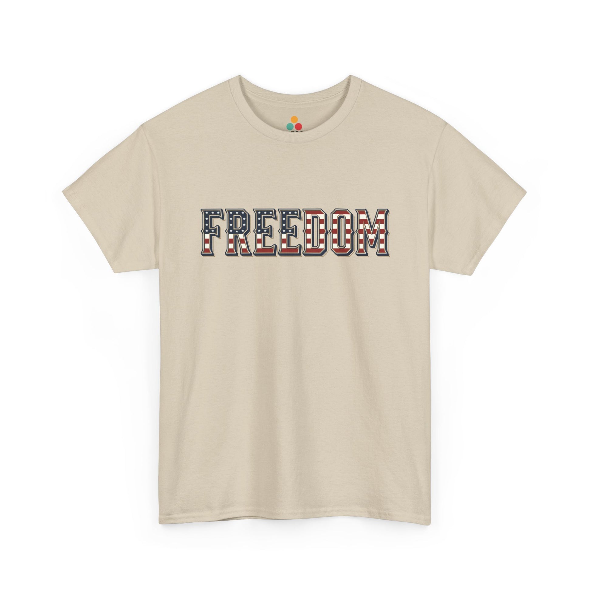 American Flag Freedom oatmeal beige T-Shirt – Retro Patriotic Gift for Men and Women | TEEZOCA 