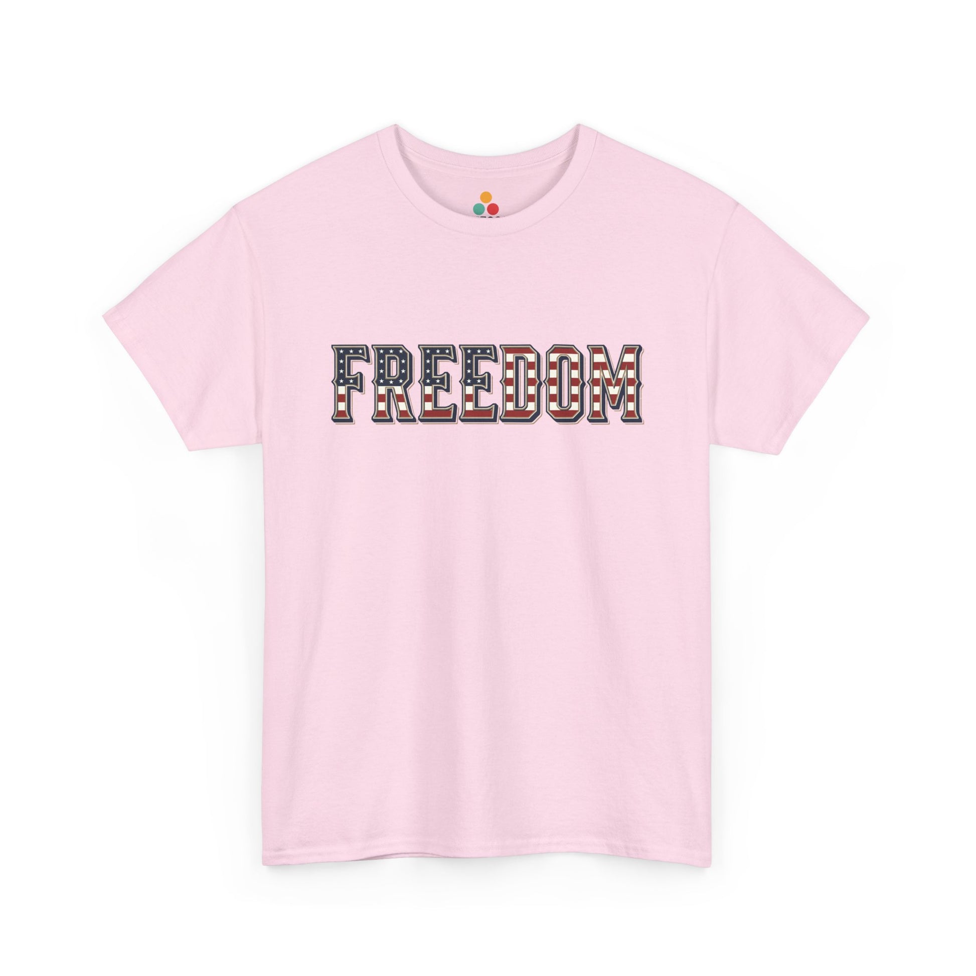 American Flag Freedom soft pink T-Shirt – Retro Patriotic Gift for Men and Women | TEEZOCA 