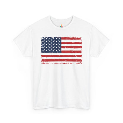 American Flag T Shirt, 4th of July Patriotic USA Flag T-shirt | TEEZOCA T-shirt featuring a 4th of July shirt design with a classic distressed American flag graphic.

