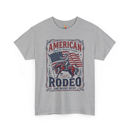 American Rodeo Patriotic heather grey T-Shirt – Retro Western Gift for Cowboy or Cowgirl | TEEZOCA 