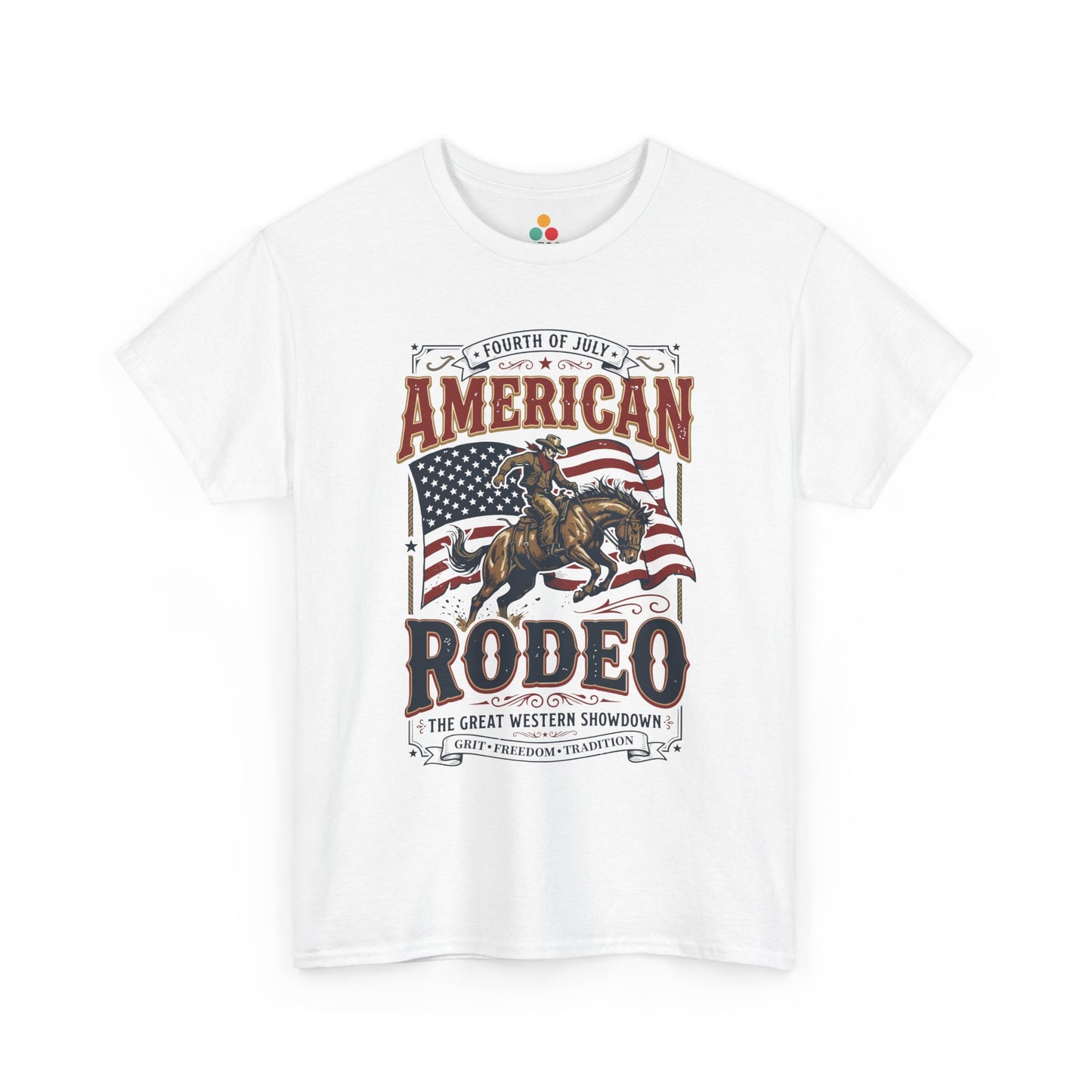 American Rodeo White T-Shirt – 4th of July Western Graphic Tee | TEEZOCA 