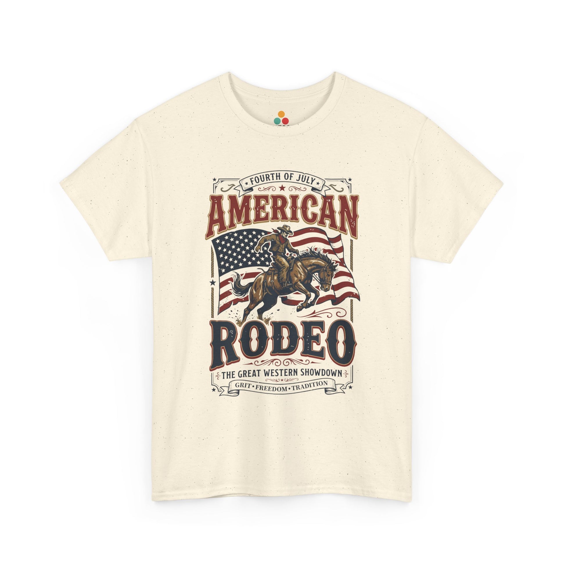 American Rodeo cream ivory T-Shirt – 4th of July Western Graphic Tee | TEEZOCA 