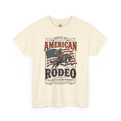 American Rodeo cream ivory T-Shirt – 4th of July Western Graphic Tee | TEEZOCA 