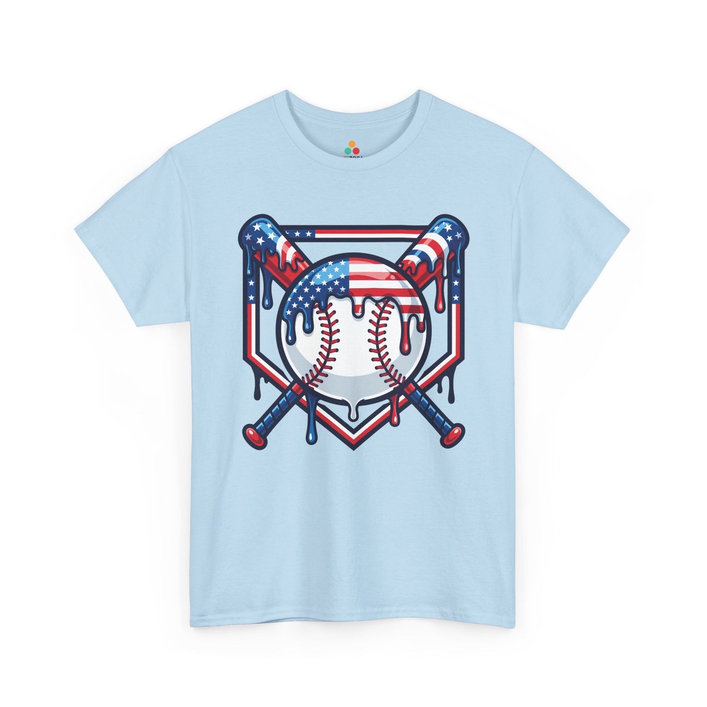 American flag baseball shirt T-shirt from TEEZOCA made for baseball dads, coaches, players, and patriotic sports fans.
