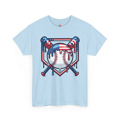 American flag baseball shirt T-shirt from TEEZOCA made for baseball dads, coaches, players, and patriotic sports fans.
