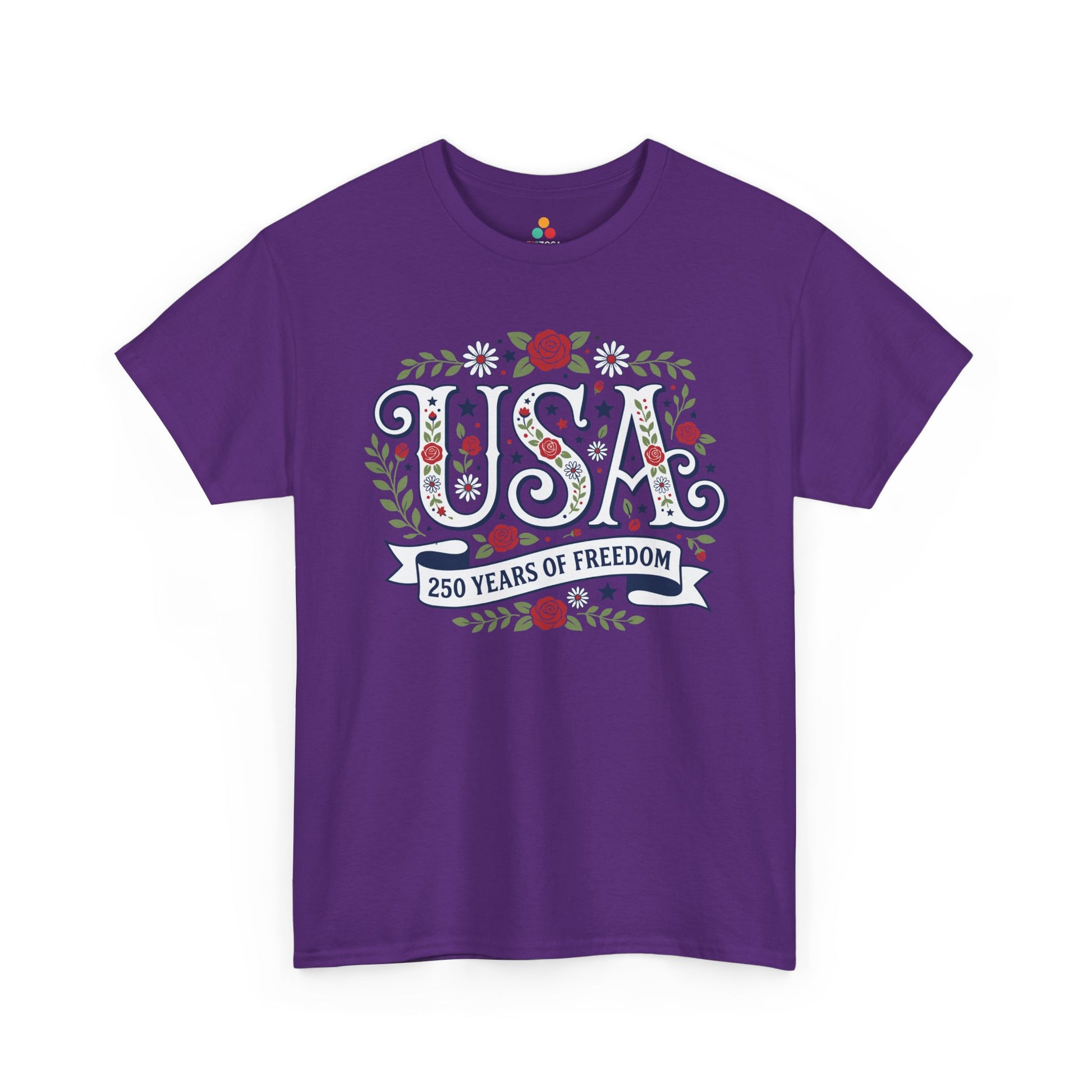 American flag shirt women style by TEEZOCA with floral patriotic details and 250th anniversary shirt meaning.
