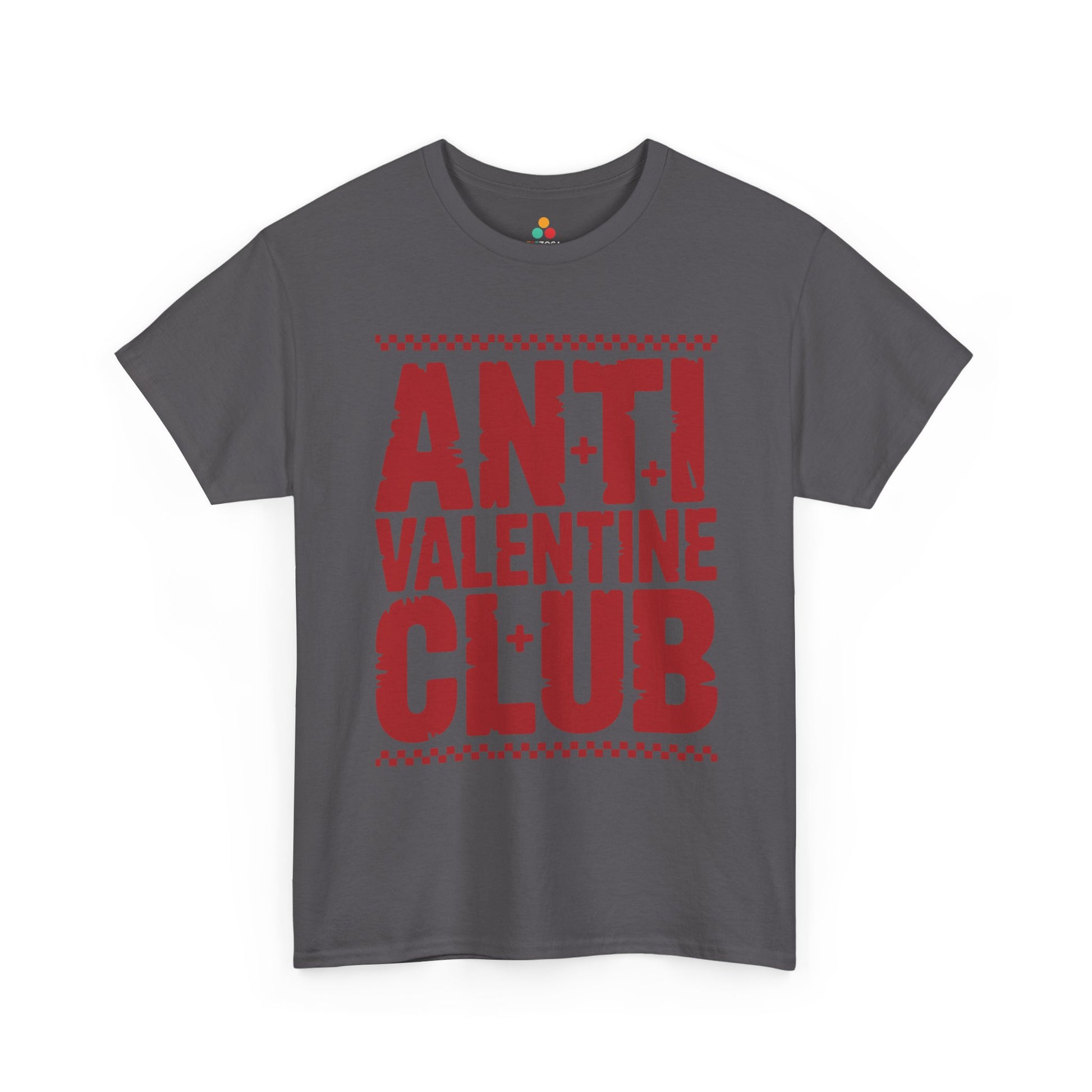 Anti Valentine Club Unisex T-shirt – Bold Statement Graphic for Rebels | TEEZOCA Anti Valentine Club distressed lettering Unisex T-shirt