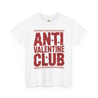 Anti Valentine Club Unisex T-shirt – Bold Statement Graphic for Rebels | TEEZOCA Anti Valentine Club red graphic Unisex T-shirt streetwear style