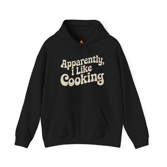 Apparently I Like Cooking Typography Unisex Heavy Blend Hoodie | TEEZOCA 