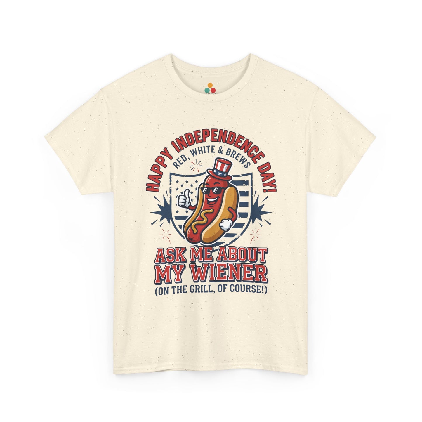 Ask Me About My Wiener Funny cream ivory T-Shirt – Retro Patriotic BBQ Gift for Men and Women | TEEZOCA 