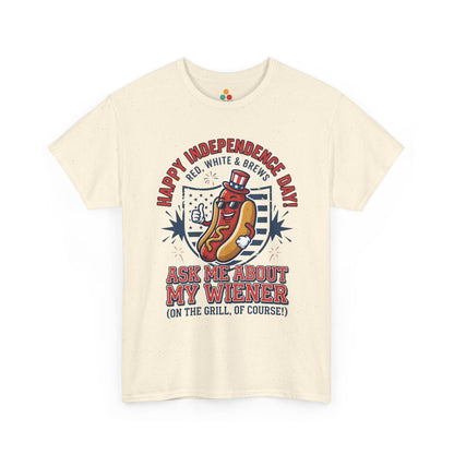 Ask Me About My Wiener Funny cream ivory T-Shirt – Retro Patriotic BBQ Gift for Men and Women | TEEZOCA 