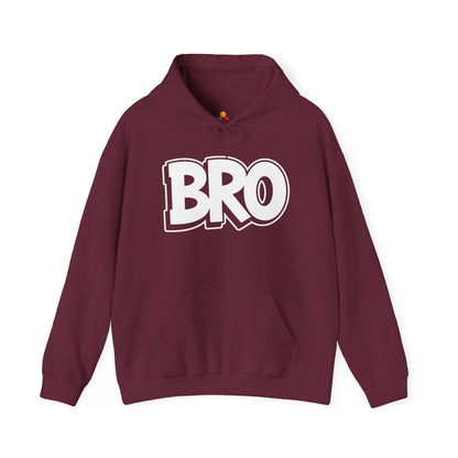 BRO Bold Typography Graphic Unisex Heavy Blend Hoodie | TEEZOCA - TEEZOCA BRO statement text Unisex Heavy Blend Hoodie clean graphic design
