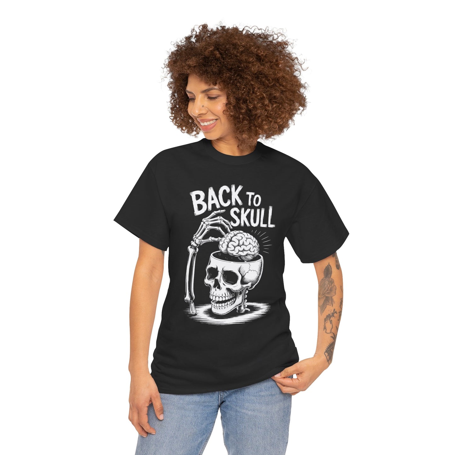 Back to Skul! Skull Brain Graphic Unisex T-shirt – Bold Humor Statement Tee | TEEZOCA 
