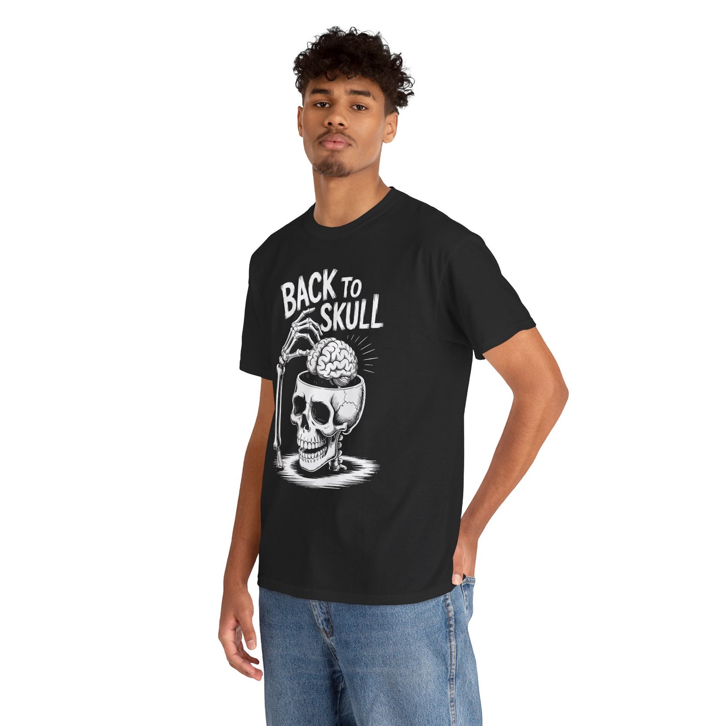 Back to Skul! Skull Brain Graphic Unisex T-shirt – Bold Humor Statement Tee | TEEZOCA 