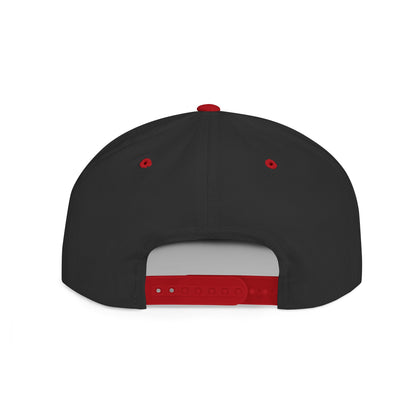 Back view of the TEEZOCA black and red adjustable snapback hat showing the plastic snap closure.