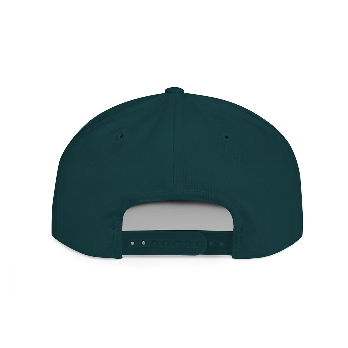 Back view of the TEEZOCA forest green adjustable snapback hat showing the plastic snap closure.