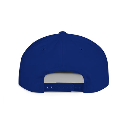 Back view of the TEEZOCA royal blue adjustable snapback hat showing the plastic snap closure.