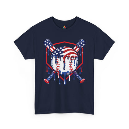 Baseball Shirt American Flag 4th of July Sports T-shirt Gift | Baseball Shirt by TEEZOCA with patriotic baseball artwork, flag colors, crossed bats, and 4th of July sports style.

