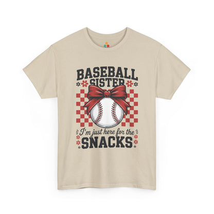 Baseball Sister I'm Just Here For The Snacks T-Shirt – Funny Sports Sibling Gift | TEEZOCA 