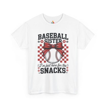Baseball Sister I'm Just Here For The Snacks T-Shirt – Funny Sports Sibling Gift | TEEZOCA 