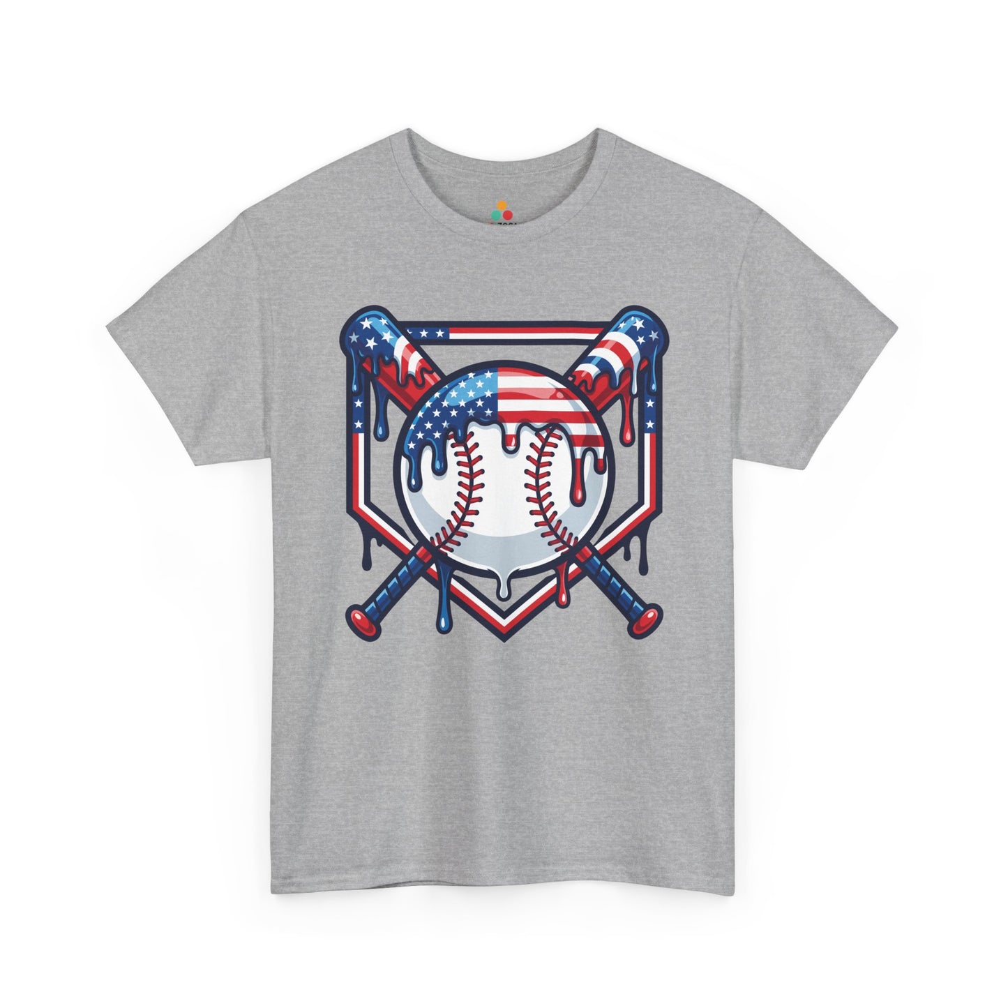 Baseball Tee by TEEZOCA with patriotic baseball artwork, flag colors, and a clean 4th of July sports badge.
